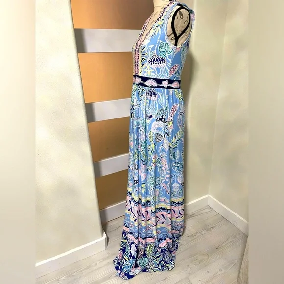 LILLY PULITZER MCKINLEY MAXI DRESS BLUE PERI LAPIS LANTERNS NWT - Picture 3 of 12